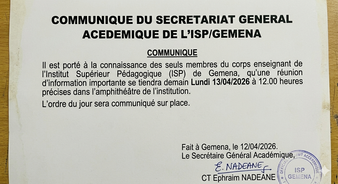 REUNION DU CORPS ENSEIGNANT DE L'ISP-GEMENA AVEC LES MEMBRES DU COMITE DE GESTION